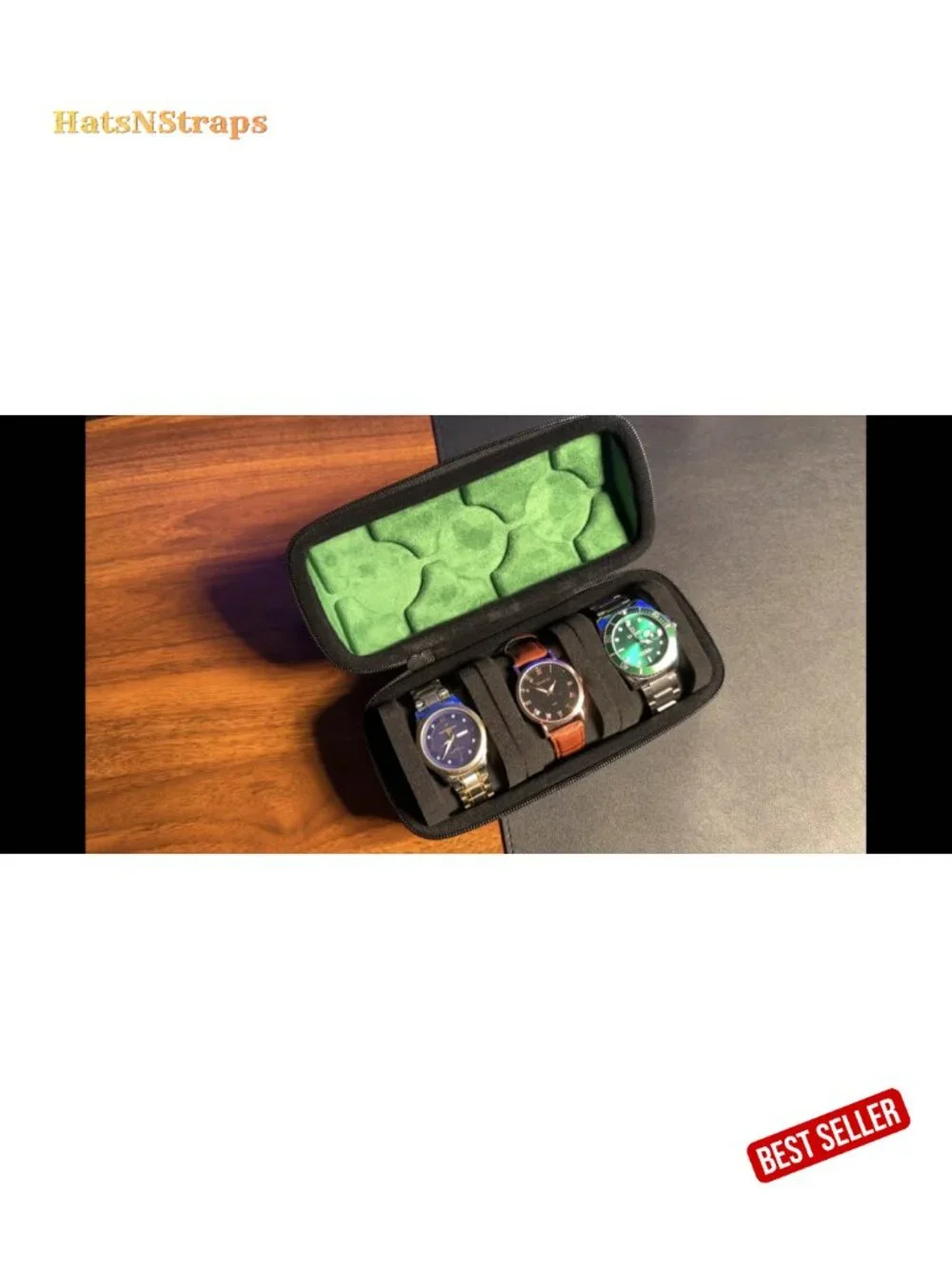 Hard Watch Case Travel Organizer for Men Women Microfiber Lining 3 Slots